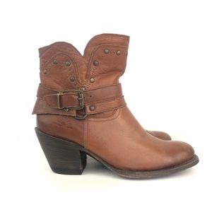 Rio Grande women’s Leather Western Studded Heeled Ankle Boots Size 7